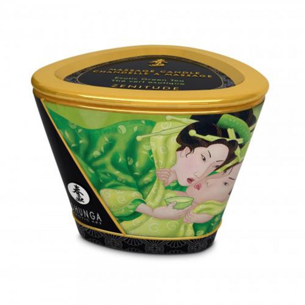 Bougie de massage naturelle au thé vert 170ml  - Shunga
