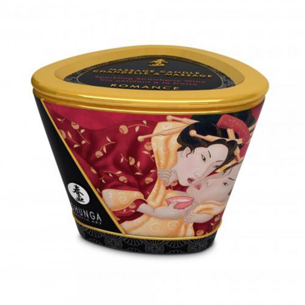 Bougie de massage naturelle  fraise vin pétillant 170ml  - Shunga