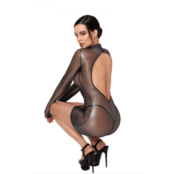 F431 Moondust Robe courte argent dos nu