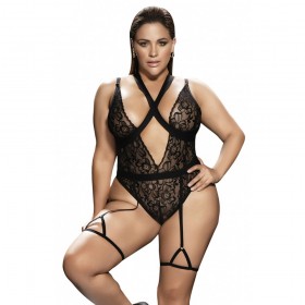 Body noir en dentelle grande taille MAPALE