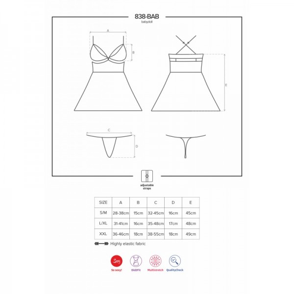 Babydoll BAB 838 rouge en dentelle sexy et coquine