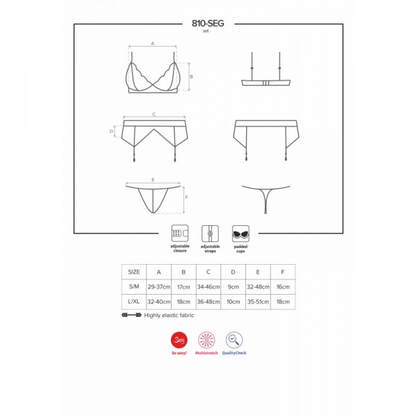 Ensemble 3 pieces porte-jarretelles 810S- blanc