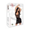ADELAIDE  Nuisette sexy en satin noir- string assorti