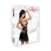 Nuisette lingerie sexy ADELAIDE en satin noir- string assorti