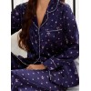 Ensemble de pyjama en satin avec imprimé couronne & étoiles
