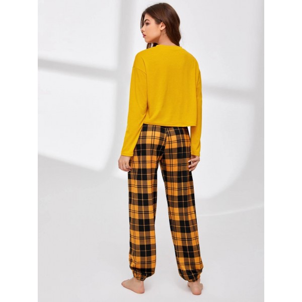 Ensemble de pyjama à carreaux jaune et noir