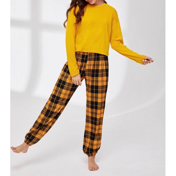 Ensemble de pyjama à carreaux jaune et noir