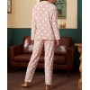 Ensemble de pyjama rose en flanelle col à revers à pois blanc