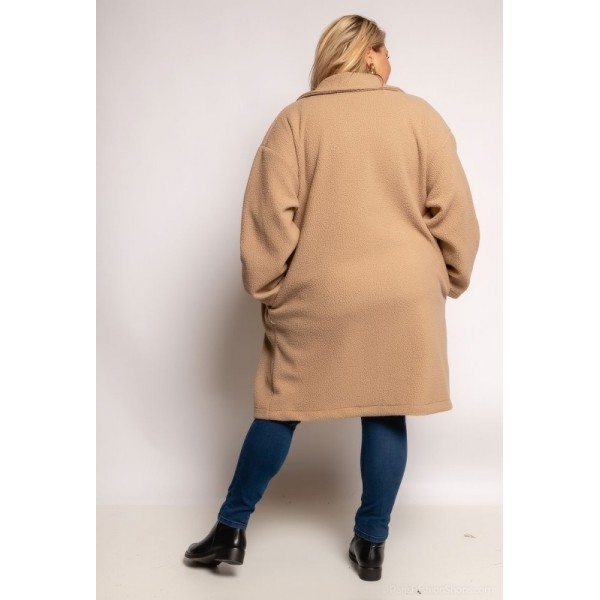 Manteau duveteux beige Grande Taille