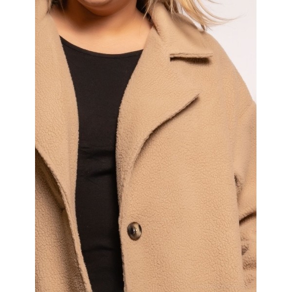 Manteau duveteux beige Grande Taille