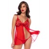 Babydoll ROMANTICA rouge et string assorti - MAL7559RD