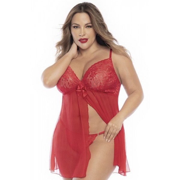 Babydoll Romantica rouge et string assorti GT