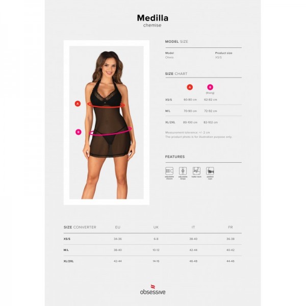 MEDILLA nuisette noire et string inclus