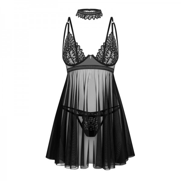 Babydoll et String  noir DONARELLA