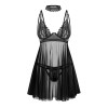 Babydoll et String  noir DONARELLA   -  Madonna Lingerie