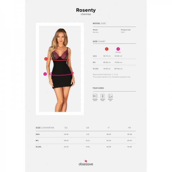 Nuisette noire Rosenty – Élégance florale et séduction affirmé
