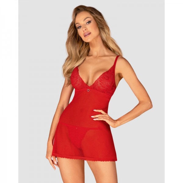 Babydoll rouge et string CHILISA