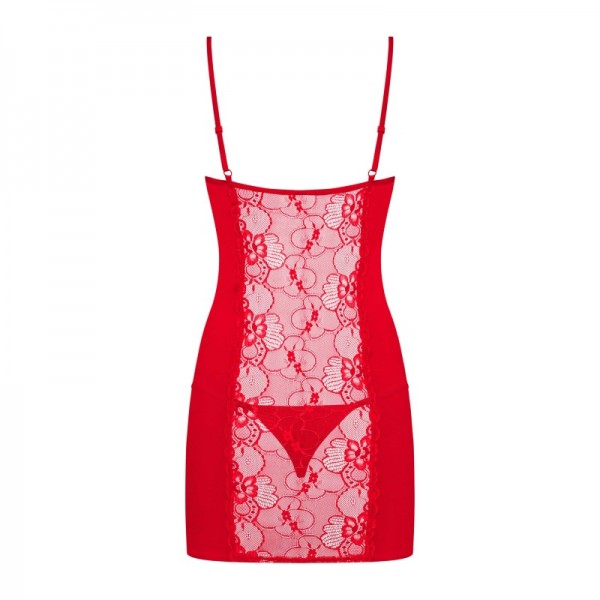 Nuisette sexy rouge HEARTINA  string assorti