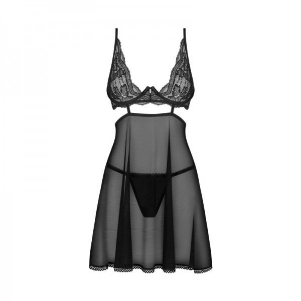 NUTRIS babydoll et String - Noir