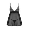 Babydoll et string noire BLOMENTIS - Madonna Lingerie
