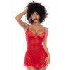 Nuisette semi ouverte sexy rouge et string assorti