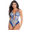 Body string délicat brodé bleu sexy
