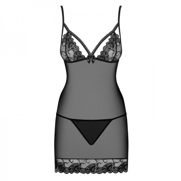 Nuisette & string noir WONDERIA