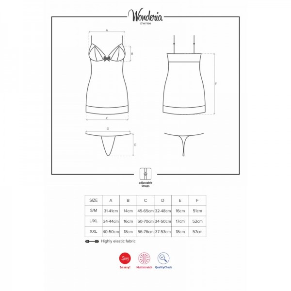 Nuisette & string noir WONDERIA