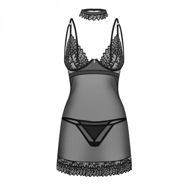Nuisette et String noir Donarella  - Madonna Lingerie
