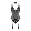 DONARELLA  corset et String assorti inclus noir profond