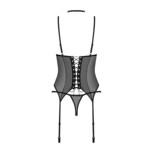 DONARELLA  corset et String assorti inclus noir profond