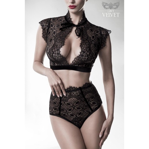 Ensemble 2 pièces de lingerie en dentelle élégante à motif floral