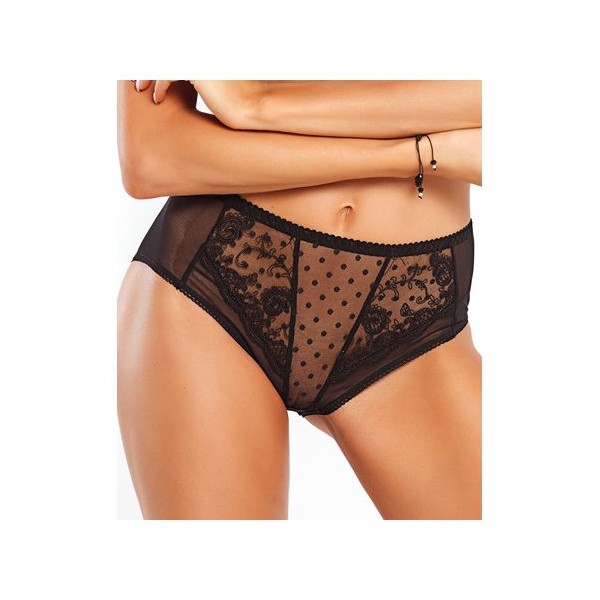 Culotte ligne "EBONY" noir dentelle fleuri