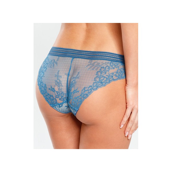 Culotte WISH  taille basse bleu  en dentelle