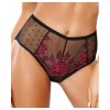 Culotte PERFECT  noir en dentelle broderie rouge