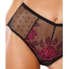 Culotte PERFECT  noir en dentelle broderie rouge